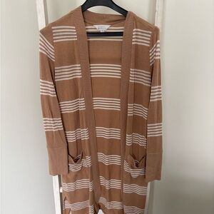 Market & Spruce Brown and Cream Striped Cardigan
